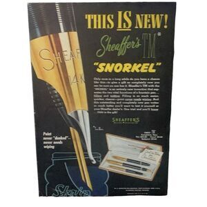 Vintage 1952 Sheaffer’s Snorkel Pen Ad Advertisement